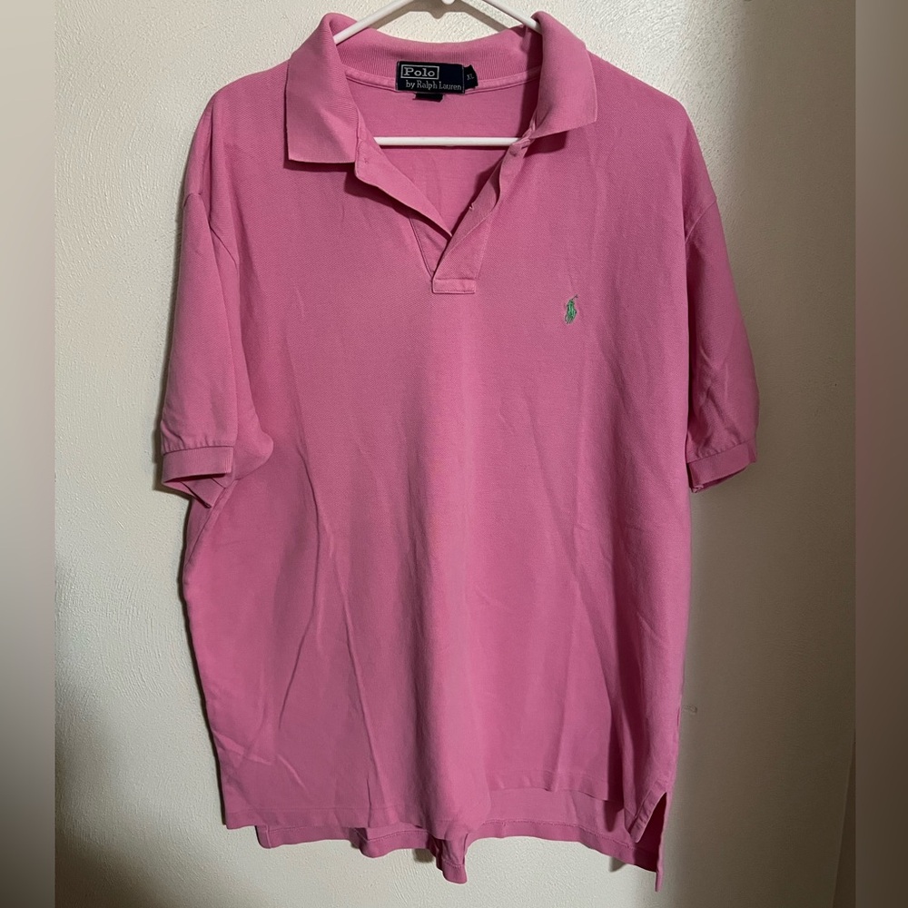 POLO RALPH LAUREN Classic Casual Preppy Cotton Polo Shirt Pink Green Men's Sz XL